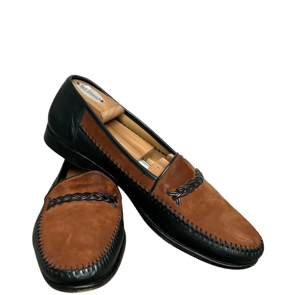 Men's Magnanni Brown Black Two Tone Leather Loafers Shoes SZ 11 M Made in Spain
